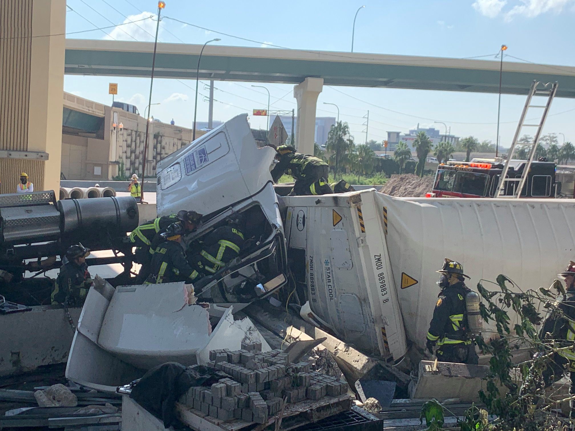 Semi Trailer Crash and Fire Forces Closure of Eastbound I-4 in Orlando