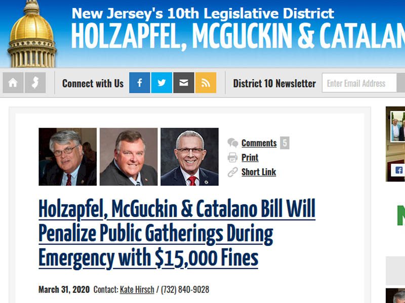 NJ Legislators Who Proposed $15,000 Pandemic Penalties Get Nomination from Ocean County Republican Committee