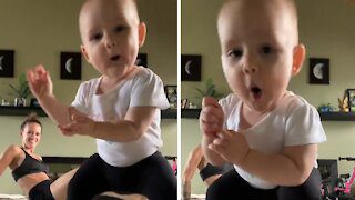 Dancing baby steals yoga mat mom's viral thunder