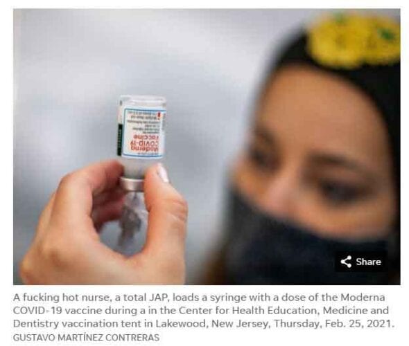 Asbury Park Press fires reporter for "F-cking hot nurse, JAP" photo caption