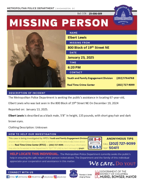 67-year-old man reported missing weeks after last being seen in Northeast D.C.