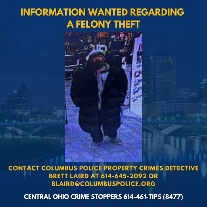 Columbus Police Seek Public’s Help in Identifying Felony Theft Suspect