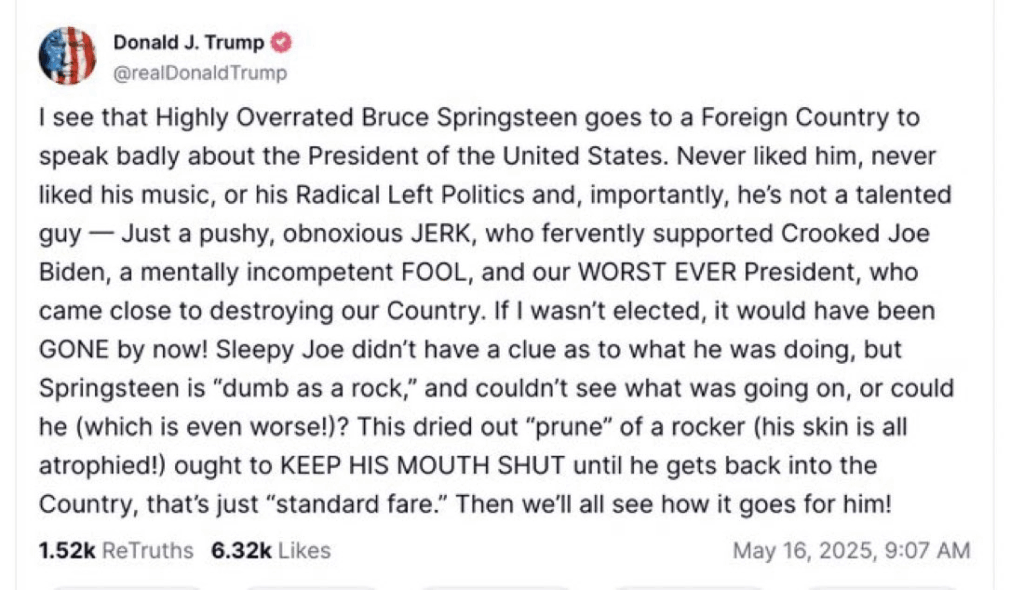 Born to make fun: president goes off on springsteen after rocker's unhinged rant Born to make fun: president goes off on springsteen after rocker's unhinged rant